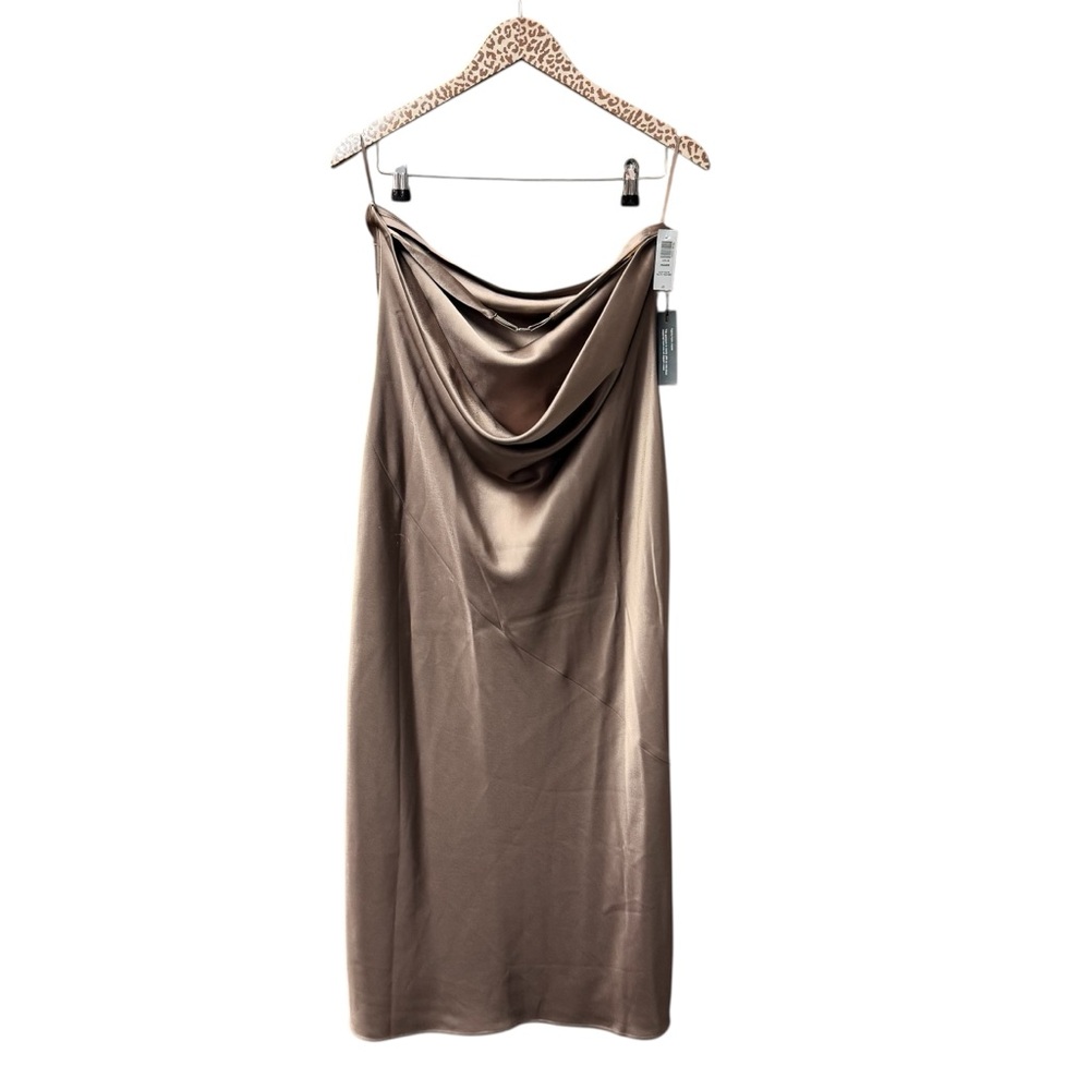 Babaton Strapless Brown Midi Dress - Picture 3 of 16